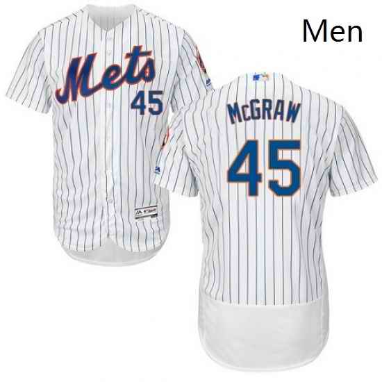 Mens Majestic New York Mets 45 Tug McGraw White Home Flex Base Authentic Collection MLB Jersey